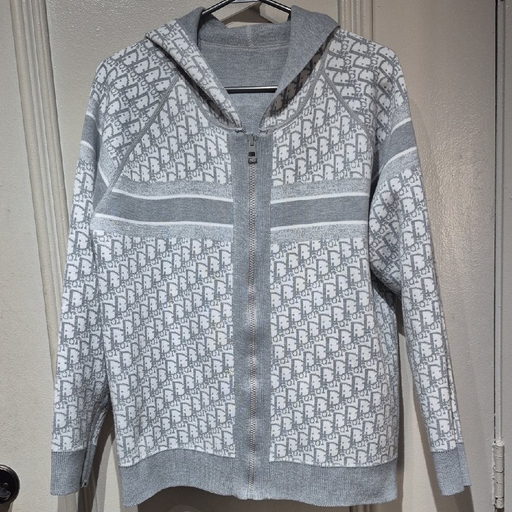 REVERSIBLE HOODED SWEATER WITH DIOR DECALS